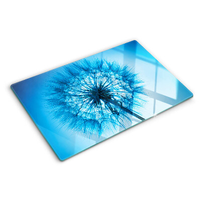 Planche à découper en verre Pissenlit sur fond bleu