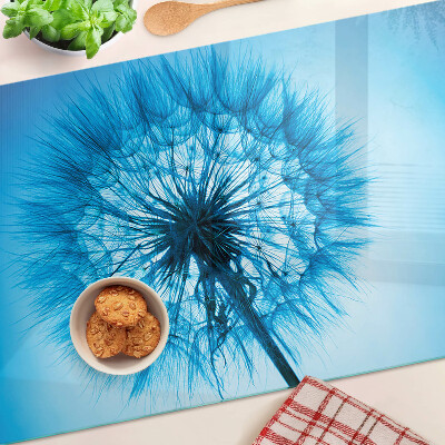 Planche à découper en verre Pissenlit sur fond bleu