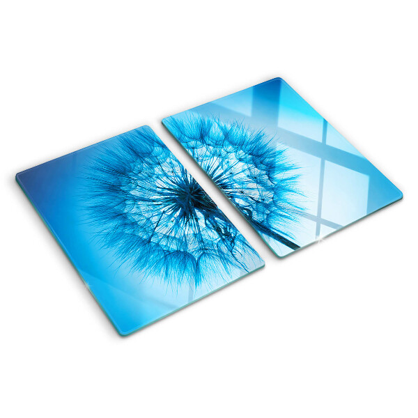 Planche à découper en verre Pissenlit sur fond bleu