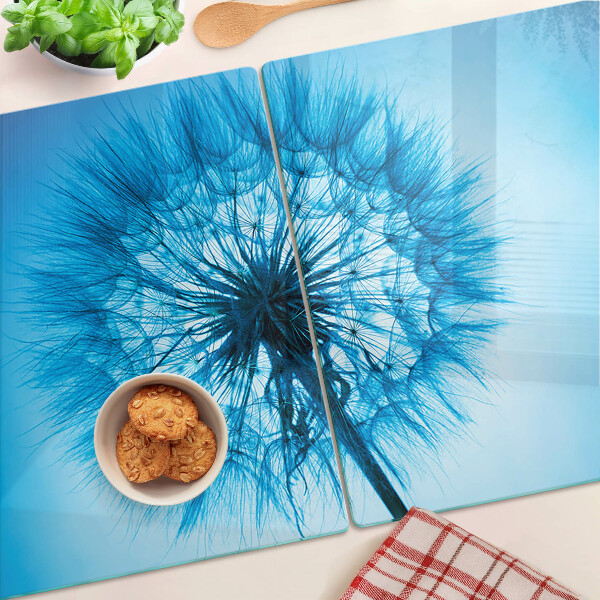 Planche à découper en verre Pissenlit sur fond bleu