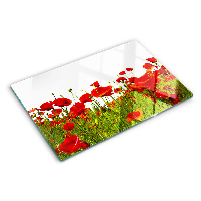 Planche à découper verre Coquelicots dans le pré