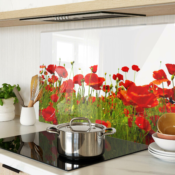 Planche à découper verre Coquelicots dans le pré