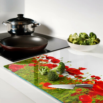 Planche à découper verre Coquelicots dans le pré
