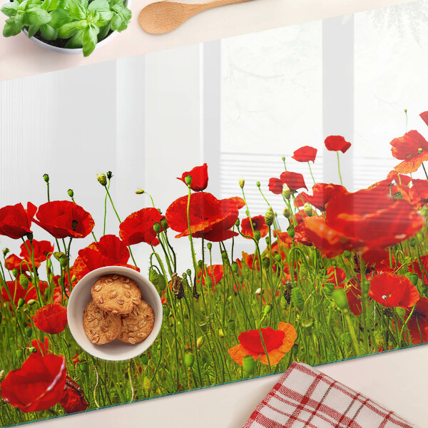 Planche à découper verre Coquelicots dans le pré