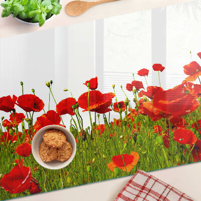 Planche à découper verre Coquelicots dans le pré