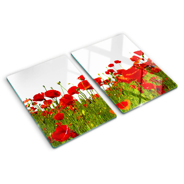 Planche à découper verre Coquelicots dans le pré