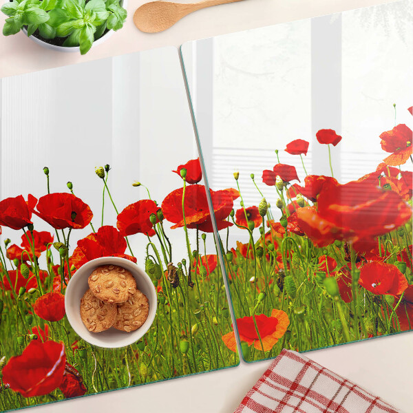 Planche à découper verre Coquelicots dans le pré