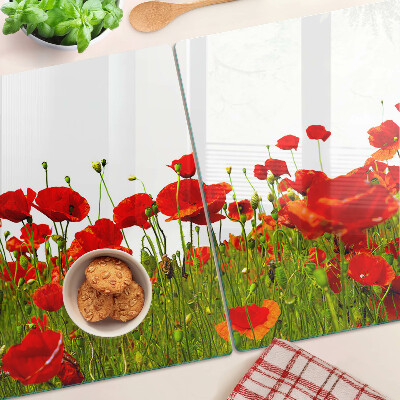 Planche à découper verre Coquelicots dans le pré