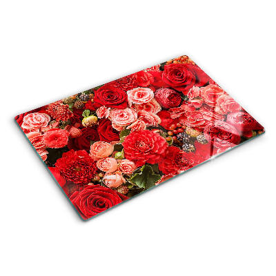 Planche à découper en verre Motif floral avec des roses