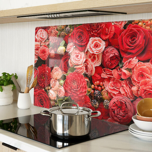 Planche à découper en verre Motif floral avec des roses
