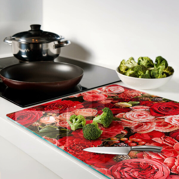 Planche à découper en verre Motif floral avec des roses