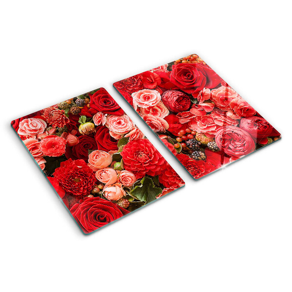 Planche à découper en verre Motif floral avec des roses
