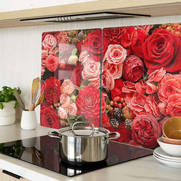 Planche à découper en verre Motif floral avec des roses