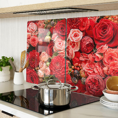 Planche à découper en verre Motif floral avec des roses