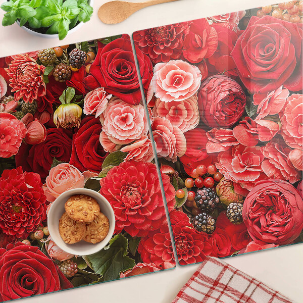 Planche à découper en verre Motif floral avec des roses