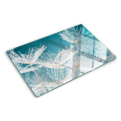 Planche à découper en verre Pissenlits sur fond bleu