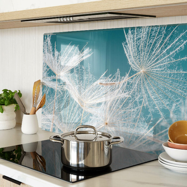 Planche à découper en verre Pissenlits sur fond bleu
