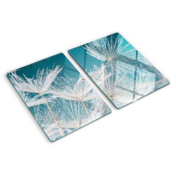 Planche à découper en verre Pissenlits sur fond bleu