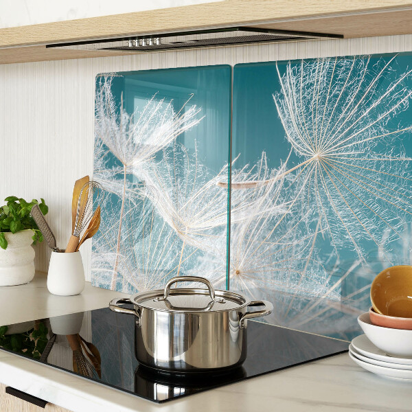 Planche à découper en verre Pissenlits sur fond bleu