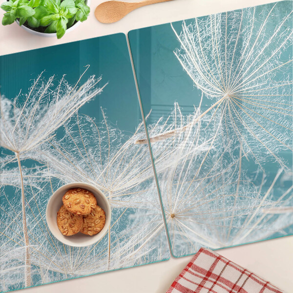 Planche à découper en verre Pissenlits sur fond bleu