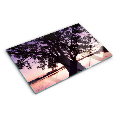 Planche à découper verre Arbre au coucher du soleil