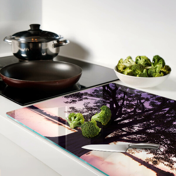 Planche à découper verre Arbre au coucher du soleil