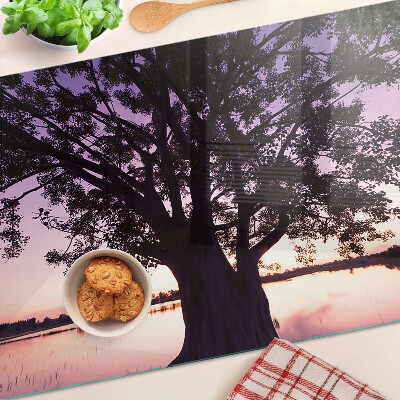 Planche à découper verre Arbre au coucher du soleil