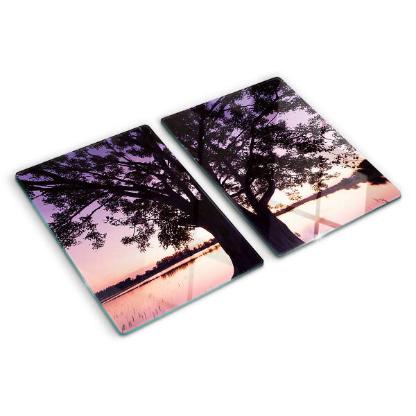 Planche à découper verre Arbre au coucher du soleil