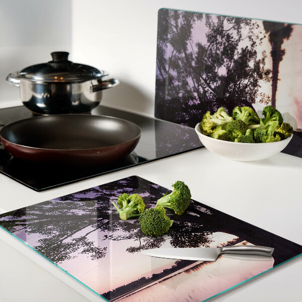 Planche à découper verre Arbre au coucher du soleil
