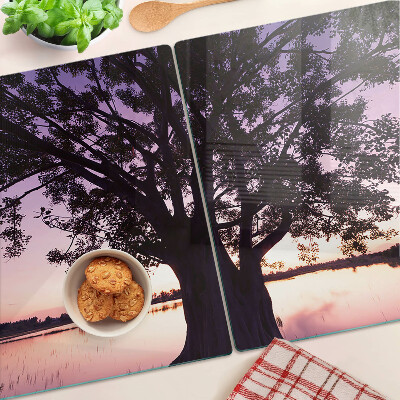 Planche à découper verre Arbre au coucher du soleil