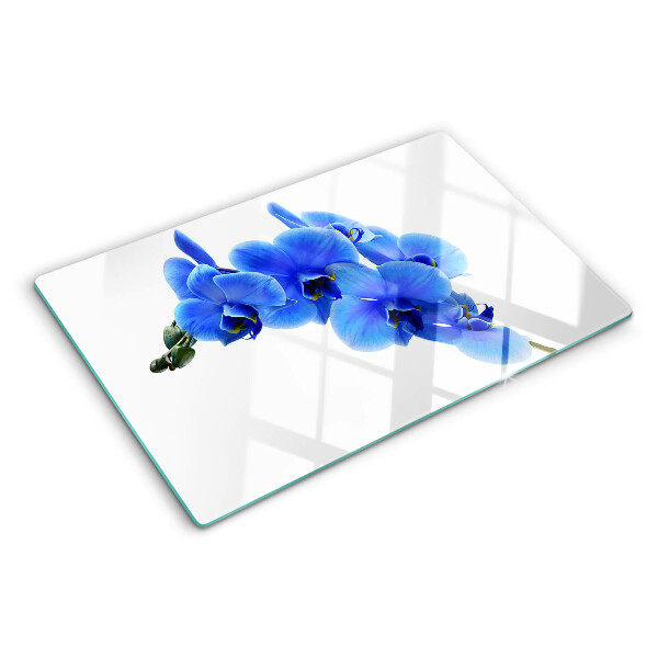 Planche à découper verre Orchidées bleues