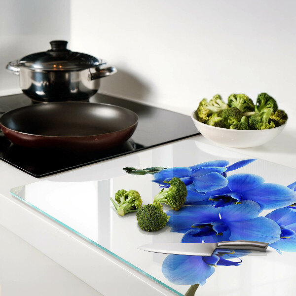 Planche à découper verre Orchidées bleues