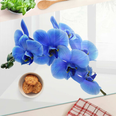Planche à découper verre Orchidées bleues