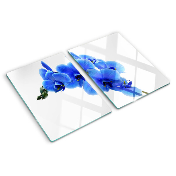 Planche à découper verre Orchidées bleues
