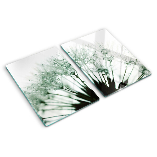 Planche à découper en verre Pissenlits avec des gouttes d'eau
