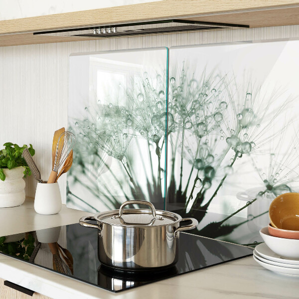 Planche à découper en verre Pissenlits avec des gouttes d'eau