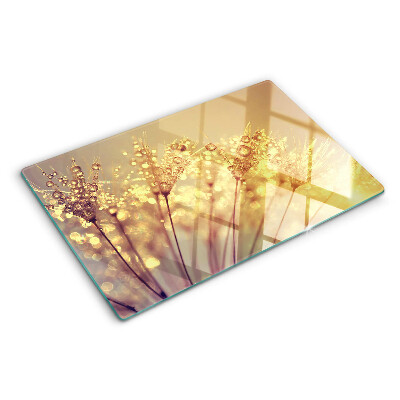 Planche à découper verre Fleurs avec des gouttes d'eau