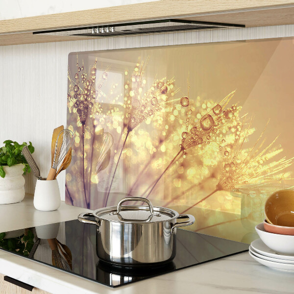 Planche à découper verre Fleurs avec des gouttes d'eau