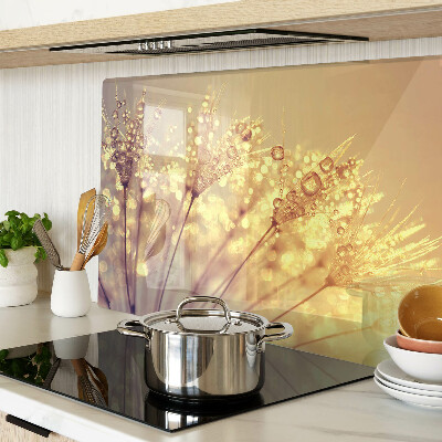 Planche à découper verre Fleurs avec des gouttes d'eau