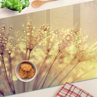 Planche à découper verre Fleurs avec des gouttes d'eau