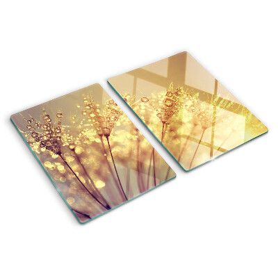 Planche à découper verre Fleurs avec des gouttes d'eau
