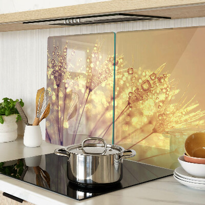 Planche à découper verre Fleurs avec des gouttes d'eau