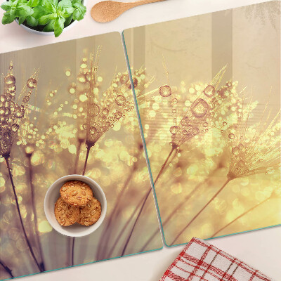 Planche à découper verre Fleurs avec des gouttes d'eau
