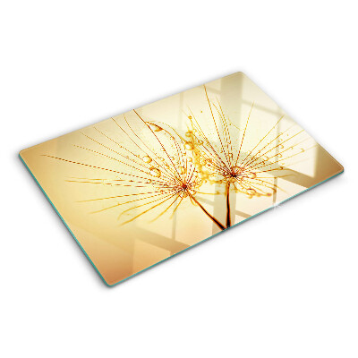 Planche à découper verre Fleurs avec des gouttes d'eau