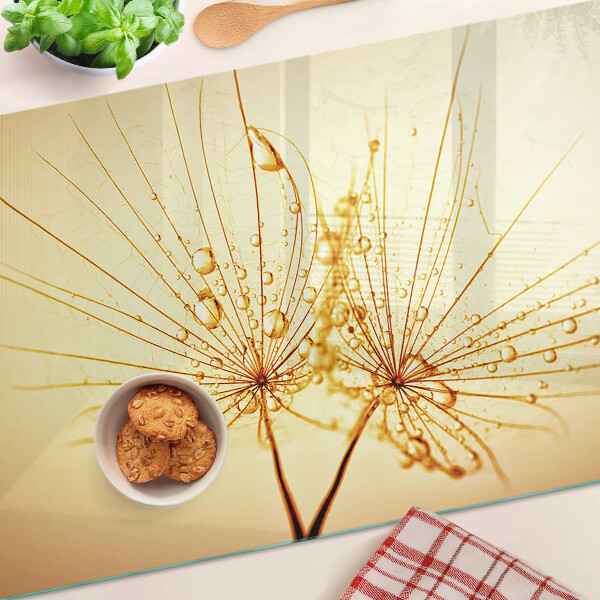 Planche à découper verre Fleurs avec des gouttes d'eau