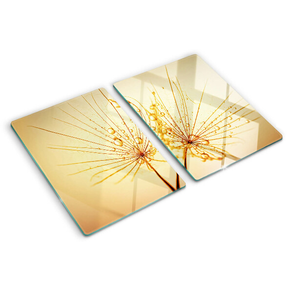 Planche à découper verre Fleurs avec des gouttes d'eau
