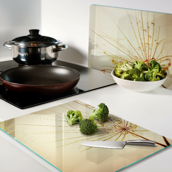 Planche à découper verre Fleurs avec des gouttes d'eau