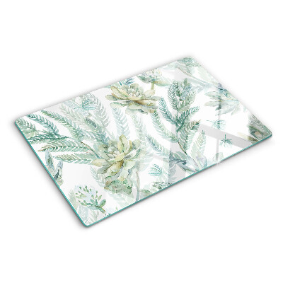 Planche à découper en verre Plantes et feuilles succulentes