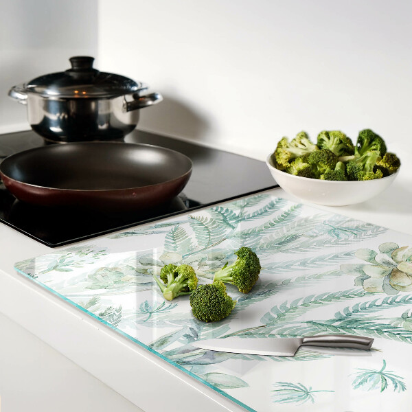 Planche à découper en verre Plantes et feuilles succulentes