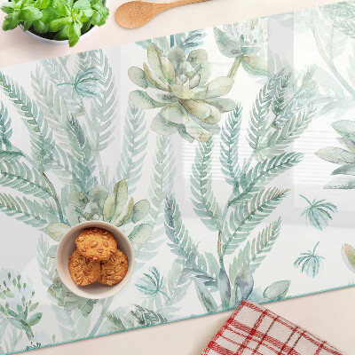 Planche à découper en verre Plantes et feuilles succulentes